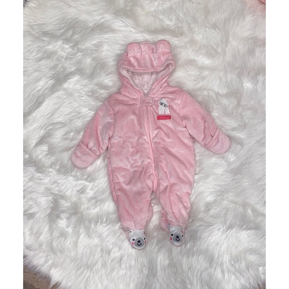 Carter's Baby Soft Pink Zip Jumpsuit w/ hoodie. Size 3 months